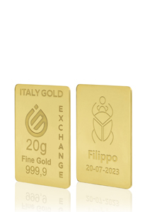 Lingotto Oro 24Kt da 20 gr. Scarabeo portafortuna  - Idea Regalo Portafortuna - IGE: Italy Gold Exchange